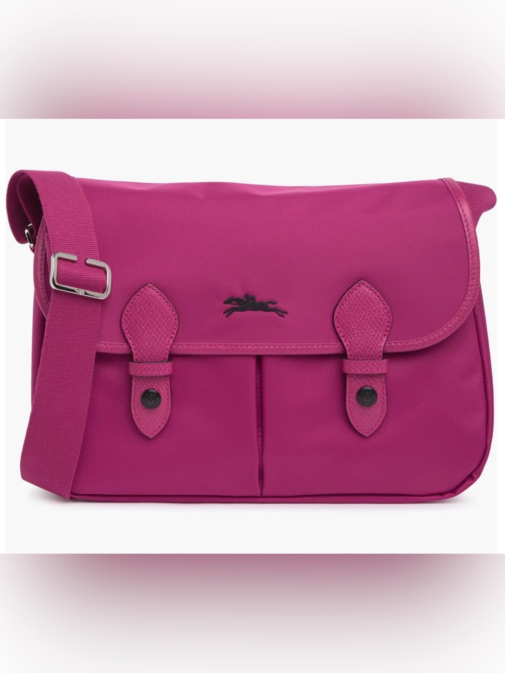 Longchamp Le Pliage Messenger Bag / crossbody bag nylon fuchsia Excellent shape